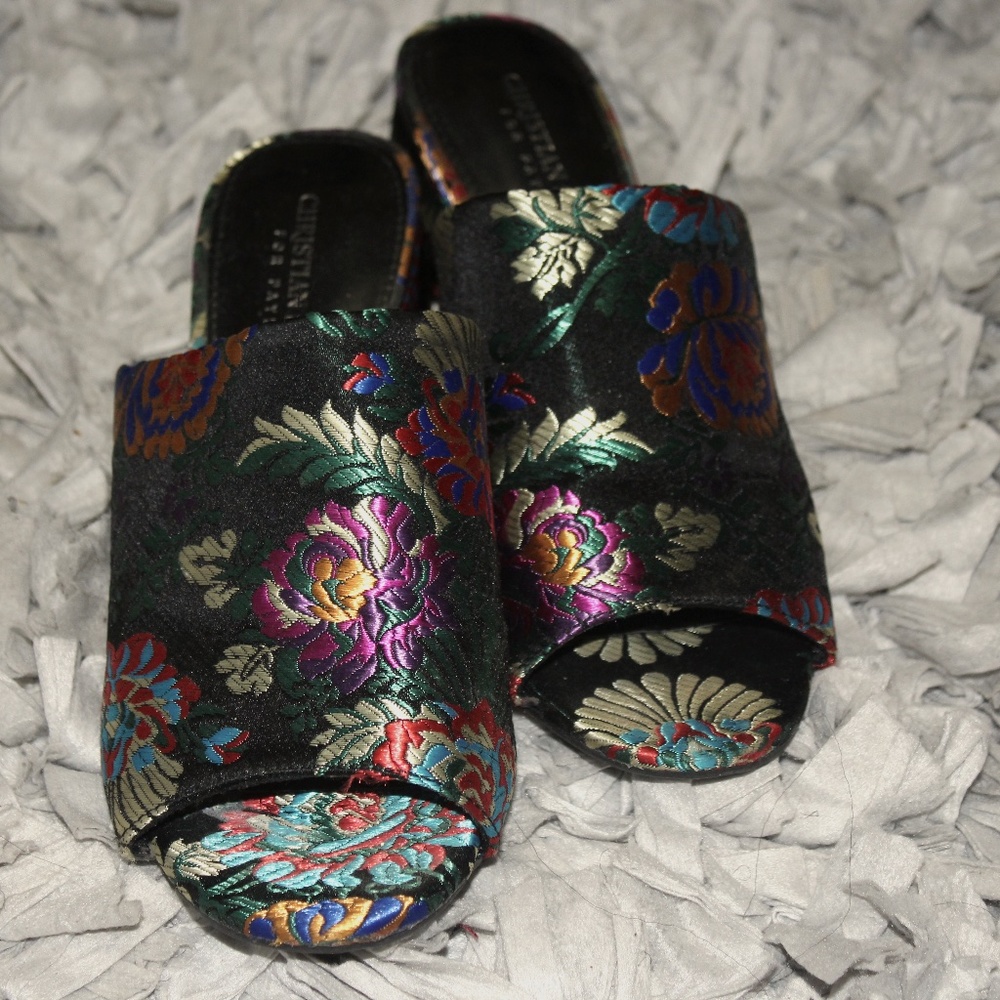 Christian Siriano floral print mules